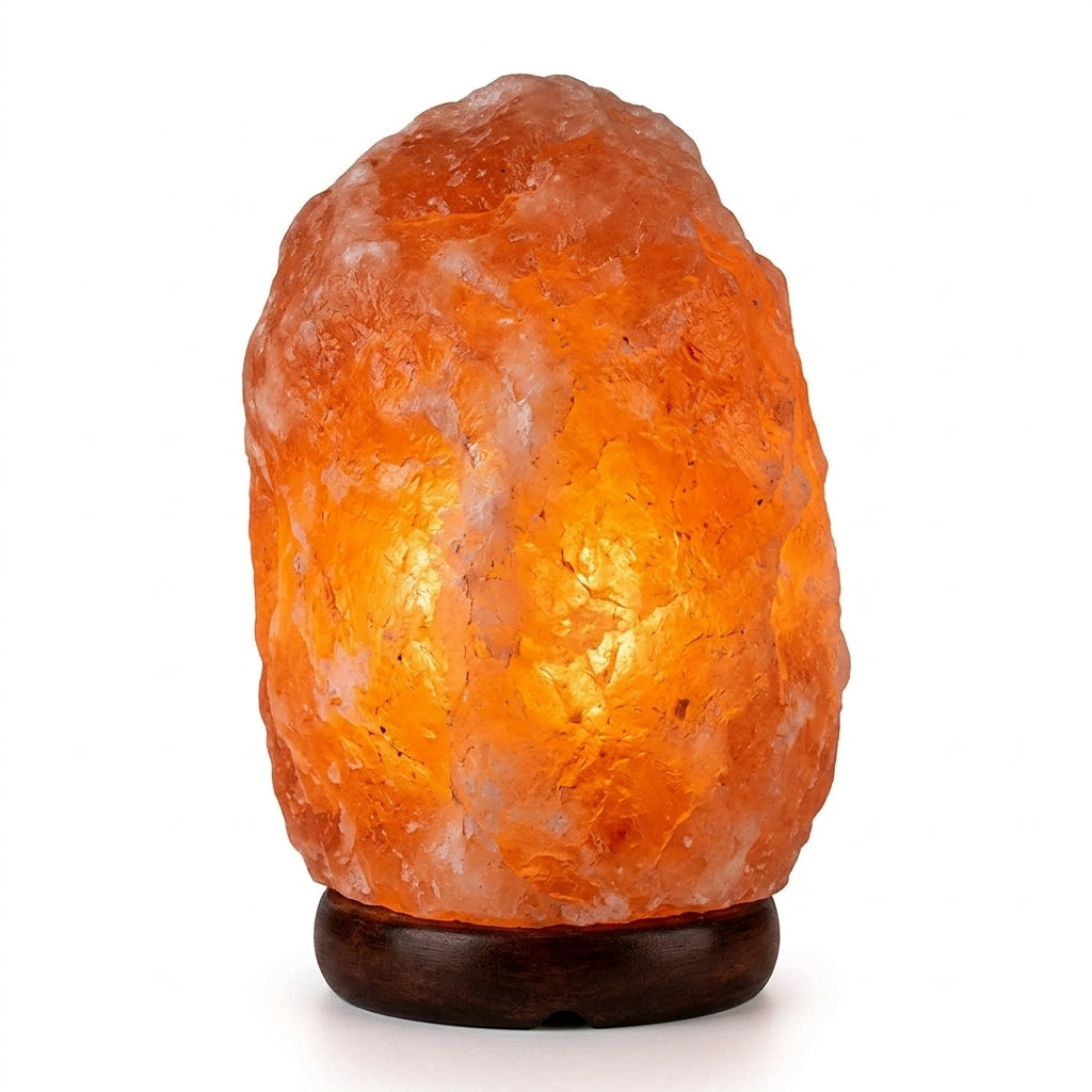 Lámpara de sal del Himalaya pura con dimer, luz ancestral que purifica aire y energía