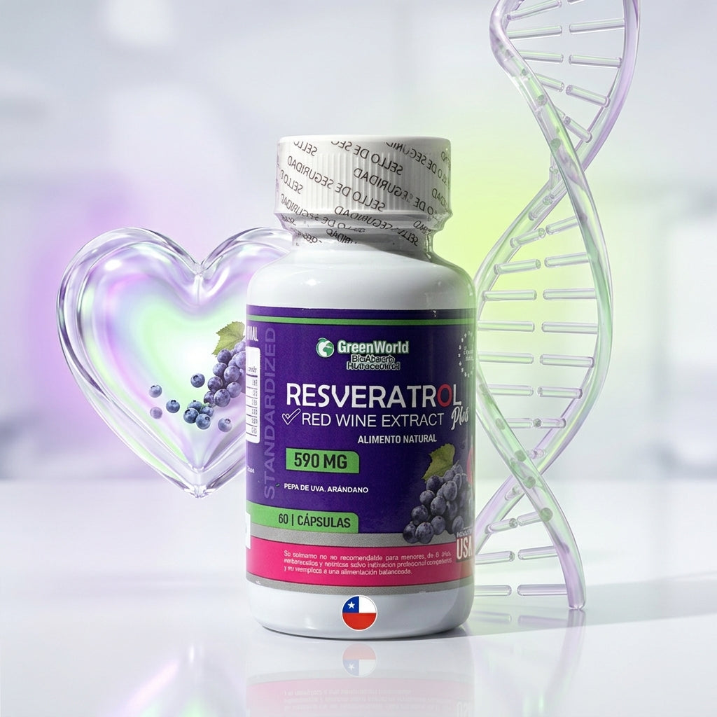Resveratrol Puro 590mg, apoyo cardiovascular y antioxidante